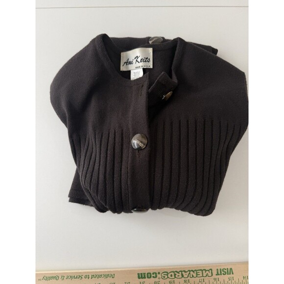 Vintage Ami Knits Sweater Dress Womens 10 Brown Button Up Ribbed Made USA - Picture 12 of 13
